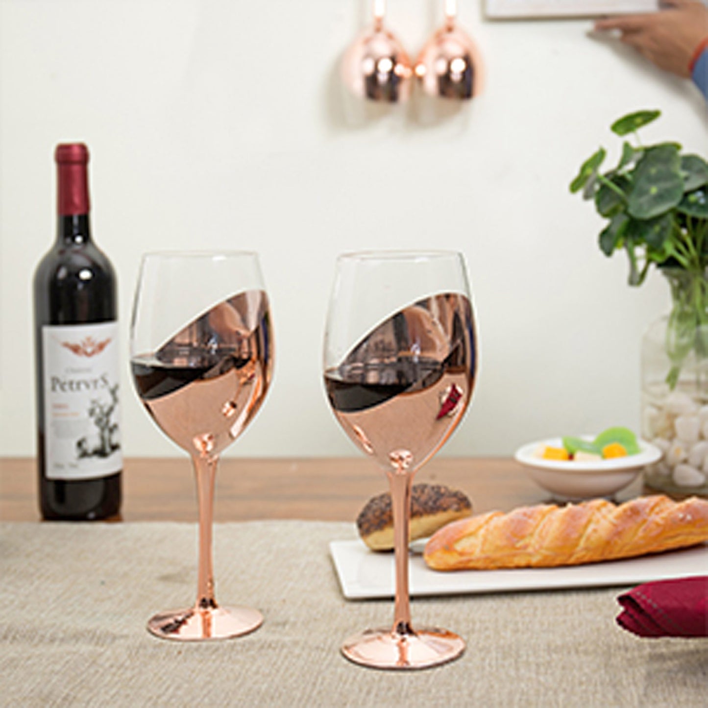 SET DE 2 COPAS DE VINO ENCOBRIZADAS
