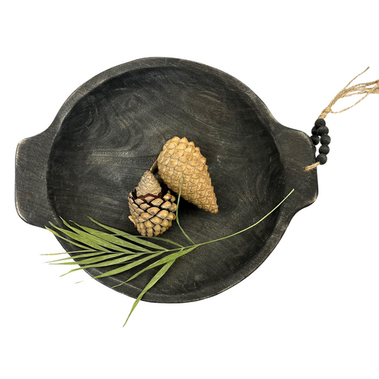 BANDEJA MADERA NEGRA CON DETALLE CUENTAS - Casa CMK