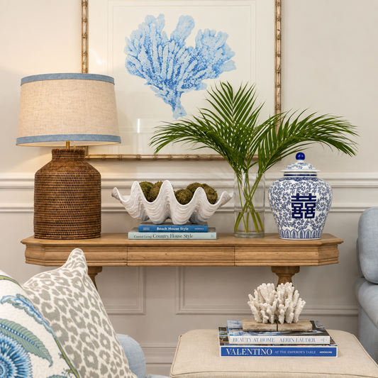 JARRON MEDIO AZUL Y BLANCO KNOB - Casa CMK