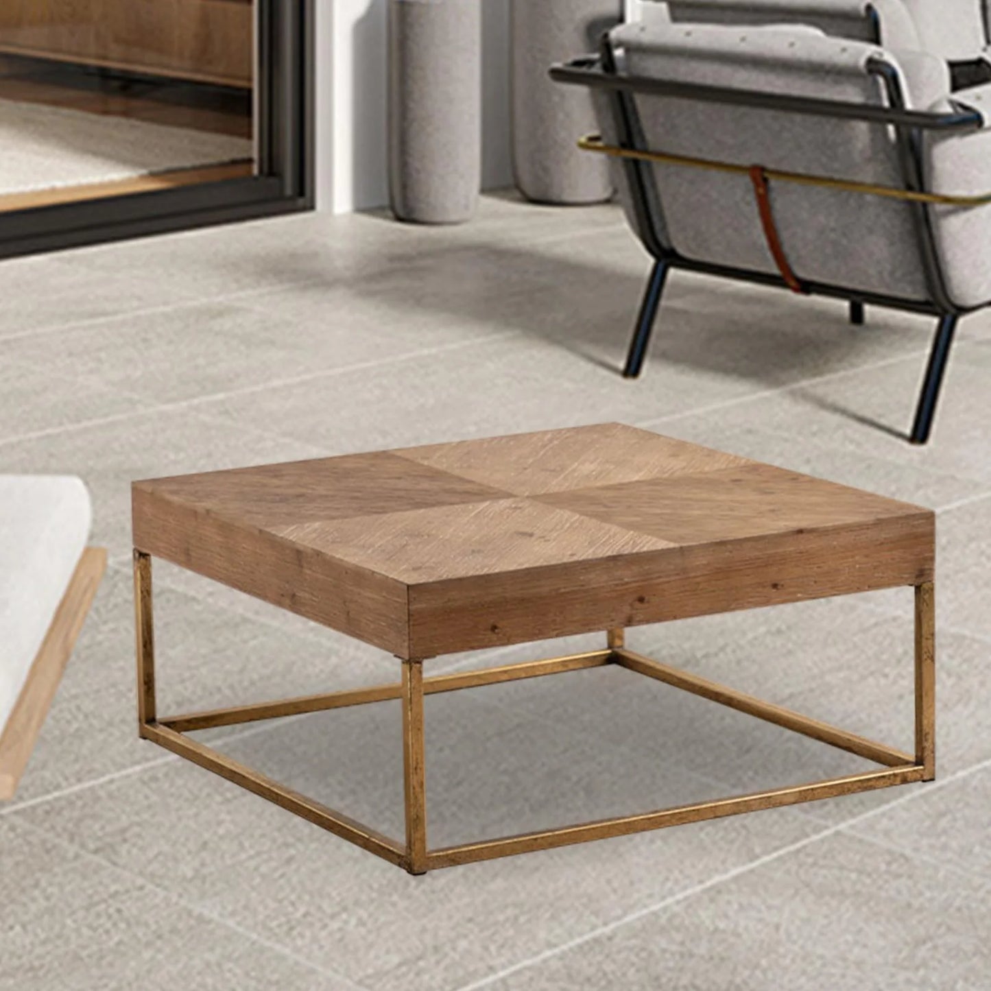 MESA MADERA DORADA CENTRO - Casa CMK