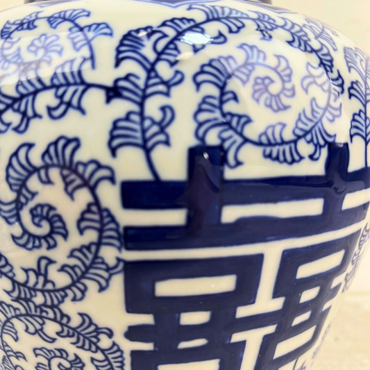 JARRON MEDIO AZUL Y BLANCO KNOB - Casa CMK