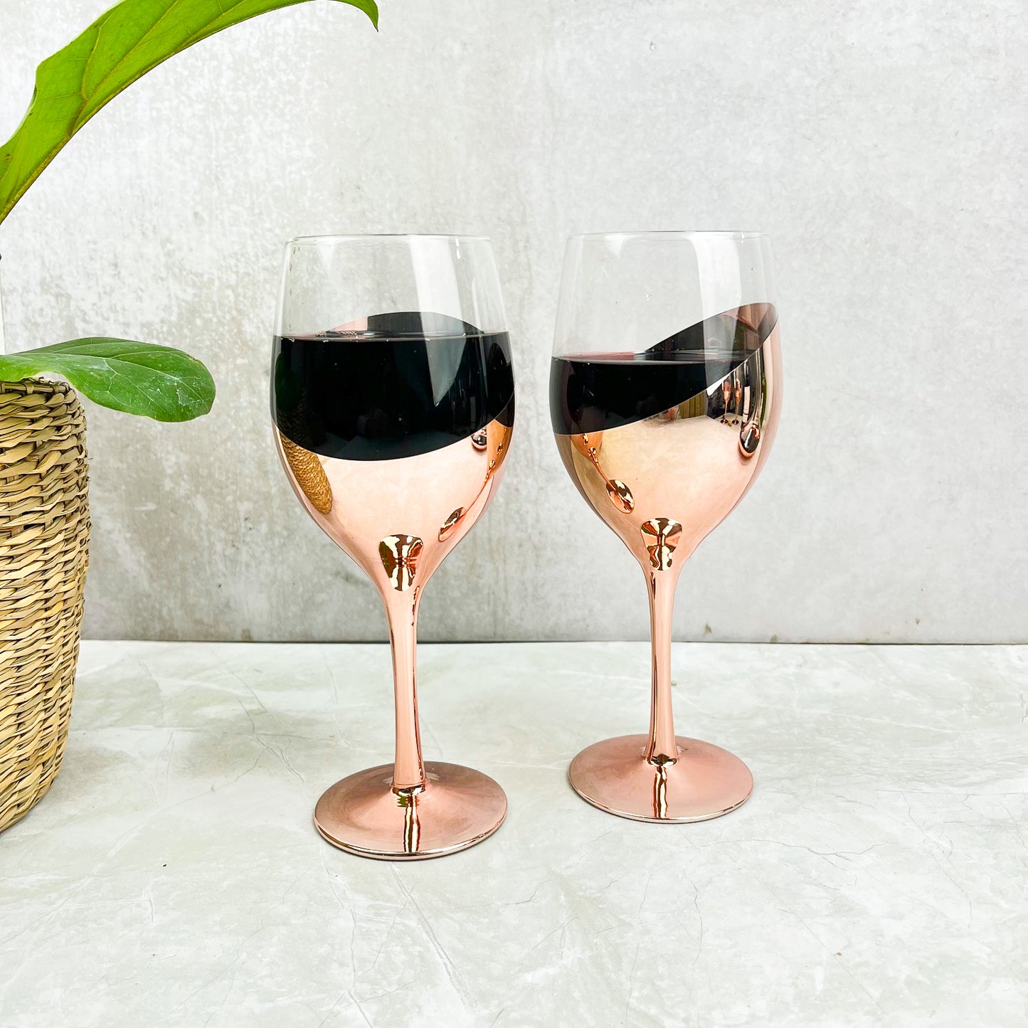 SET DE 2 COPAS DE VINO ENCOBRIZADAS