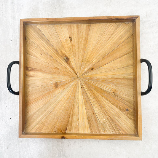 BANDEJA MADERA NATURAL CUADRADA - Casa CMK