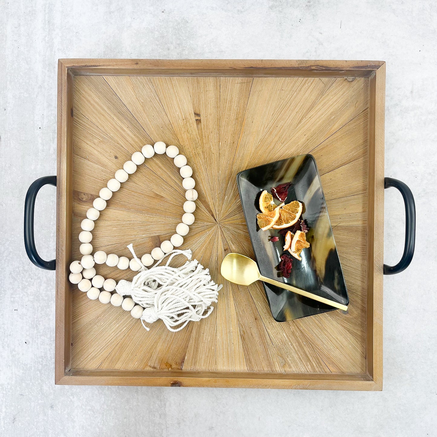 BANDEJA MADERA NATURAL CUADRADA - Casa CMK