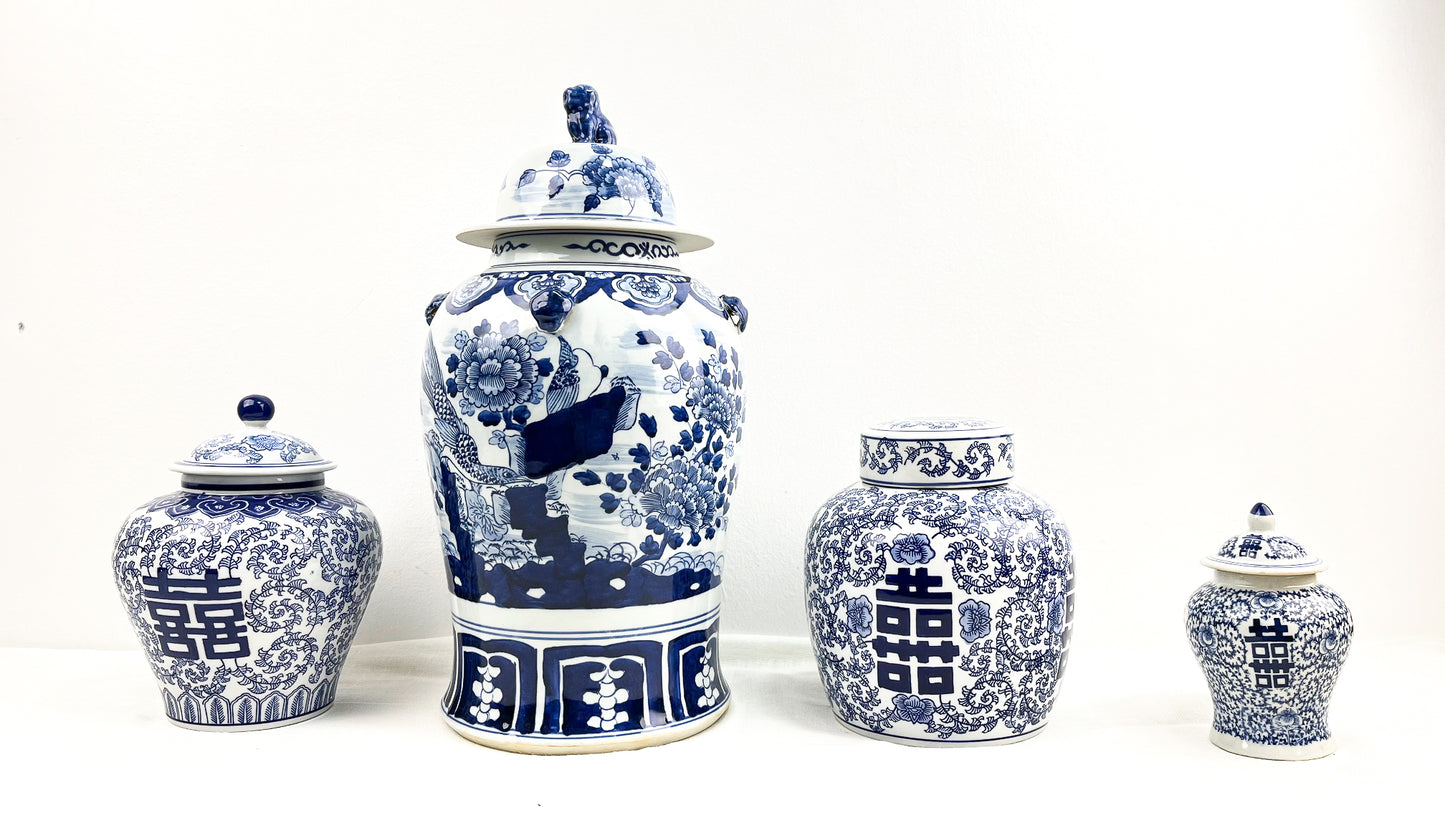 JARRON AZUL Y BLANCO - Casa CMK