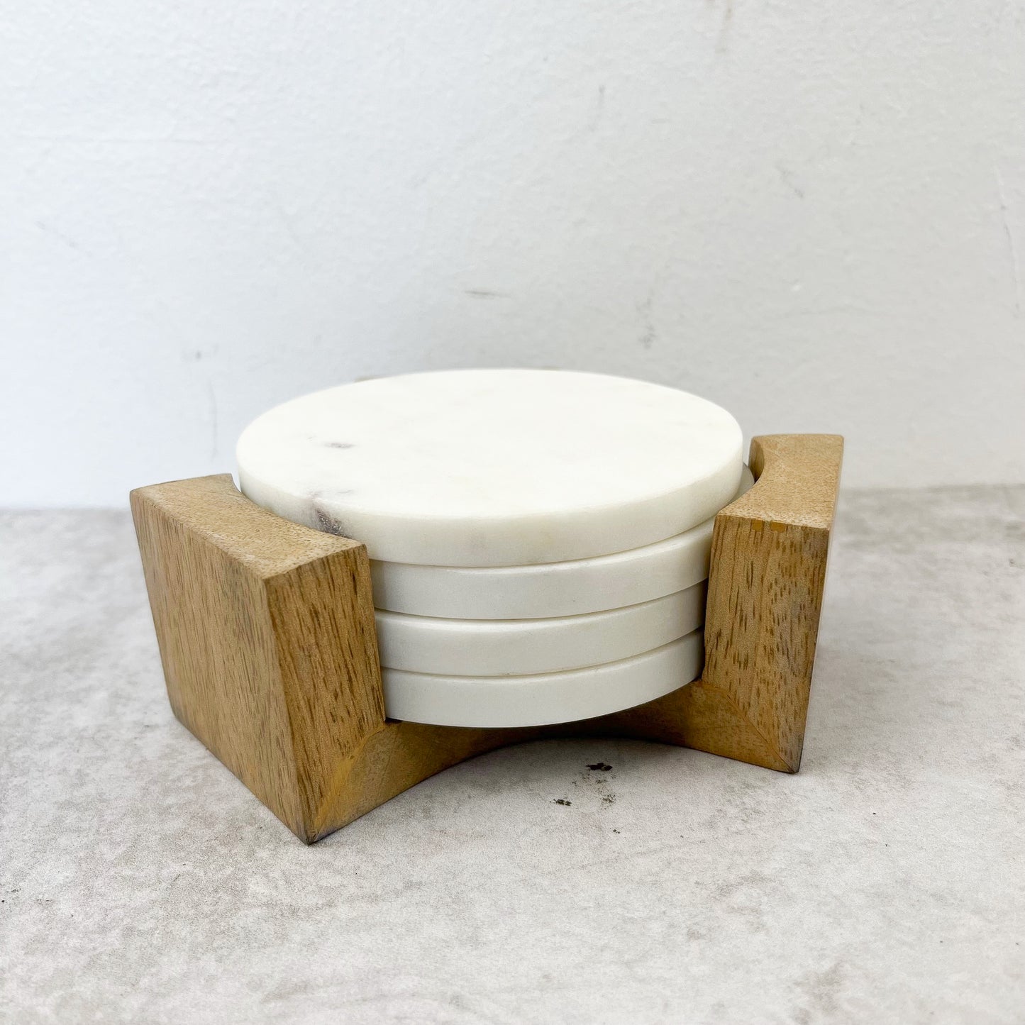 POSAVASOS MARMOL EN BASE DE MADERA DE MANGO - Casa CMK