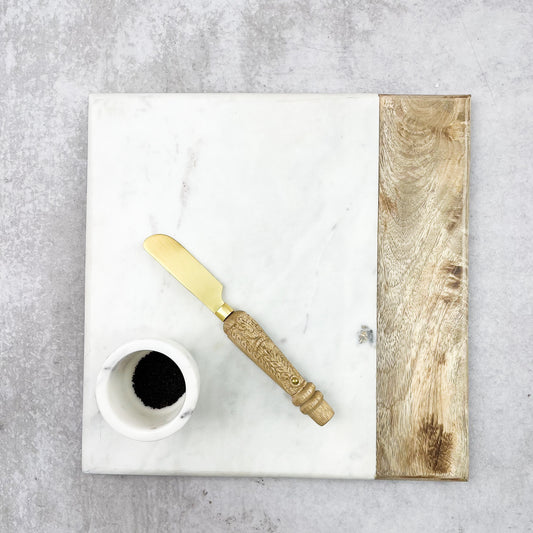 TABLA MARMOL MADERA CUADRADA - Casa CMK