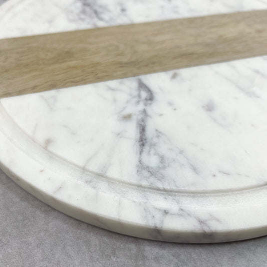 PLATO MÁRMOL MADERA 28 cm - Casa CMK