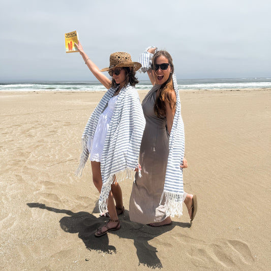 TOALLA TURCA RAYADA AZUL /BLANCO y GRIS OSCURO Y BLANCO - Casa CMK