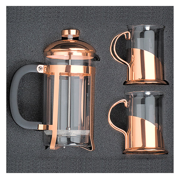SET DE CAFETERA FRANCESA Y TAZAS ENCOBRIZADAS - Casa CMK
