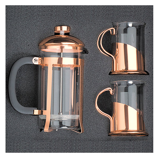 SET DE CAFETERA FRANCESA Y TAZAS ENCOBRIZADAS - Casa CMK