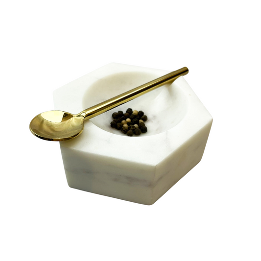 CUENCO MÁRMOL HEXAGONAL BLANCO - Casa CMK