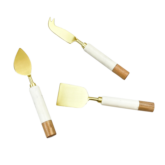 CUCHILLOS QUESO MARMOL MADERA - Casa CMK