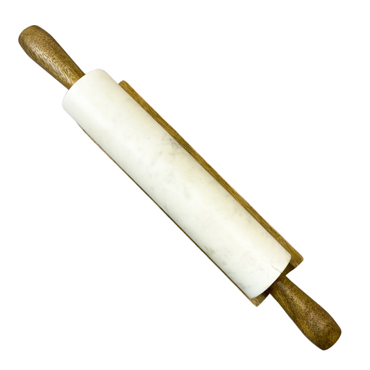 USLERO DE MARMOL BLANCO EN BASE DE MADERA DE MANGO - Casa CMK