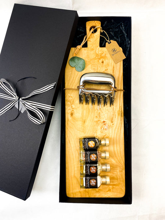 CAJA GOURMET BARBECUE TABLA MADERA CON GARRA OSO - Concepto MK