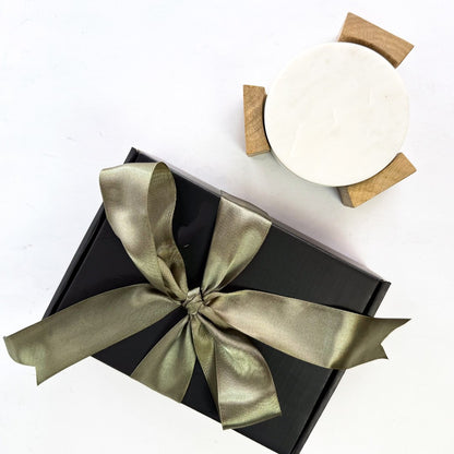 POSAVASOS MARMOL EN BASE DE MADERA DE MANGO - Casa CMK