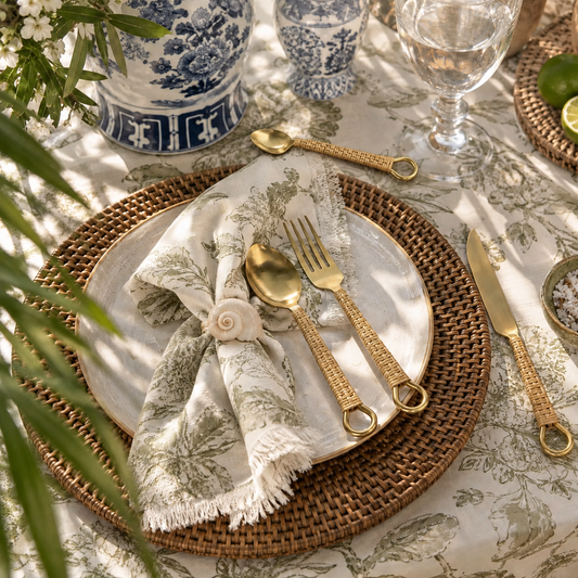 CUBIERTOS DORADOS RATTAN - Casa CMK