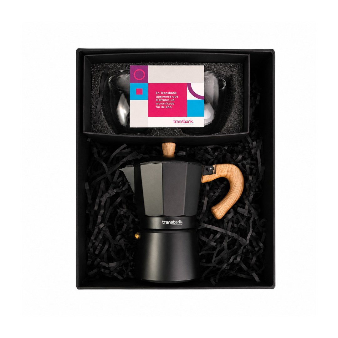 CAFETERA ITALIANA + 2 VASOS DE VIDRIO