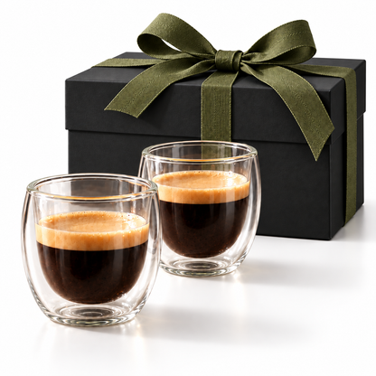 SET 2 VASOS DOBLE VIDRIO 150 CC EN CAJITA NEGRA