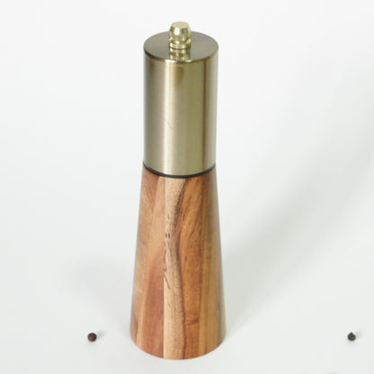 MOLINILLO MADERA ACACIA TAPA DORADA o PLATA