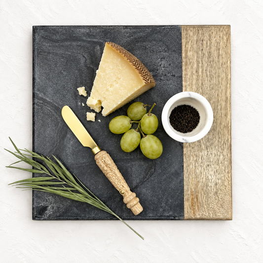 TABLA MARMOL  MADERA CUADRADA NEGRA
