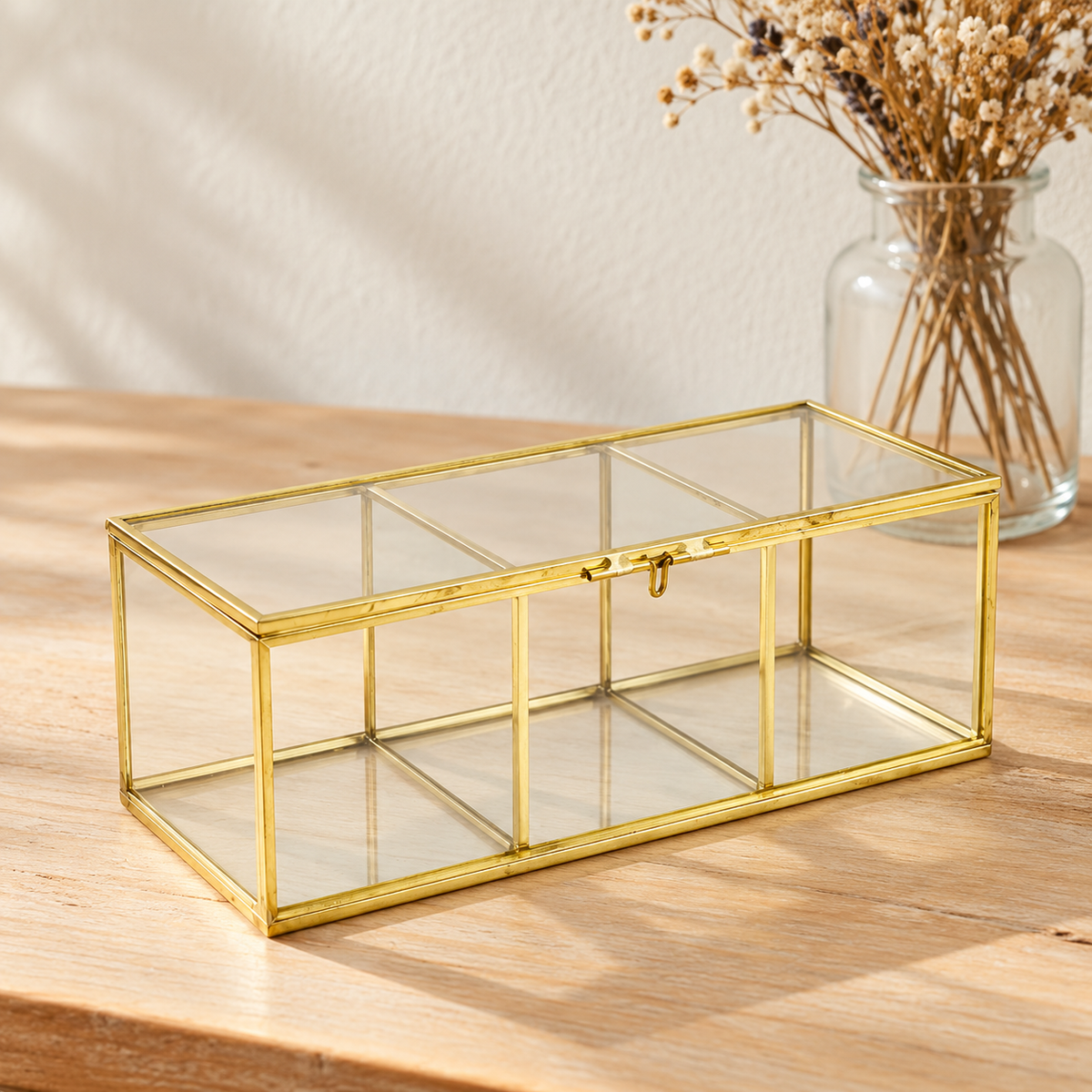 CAJA VIDRIO DORADA