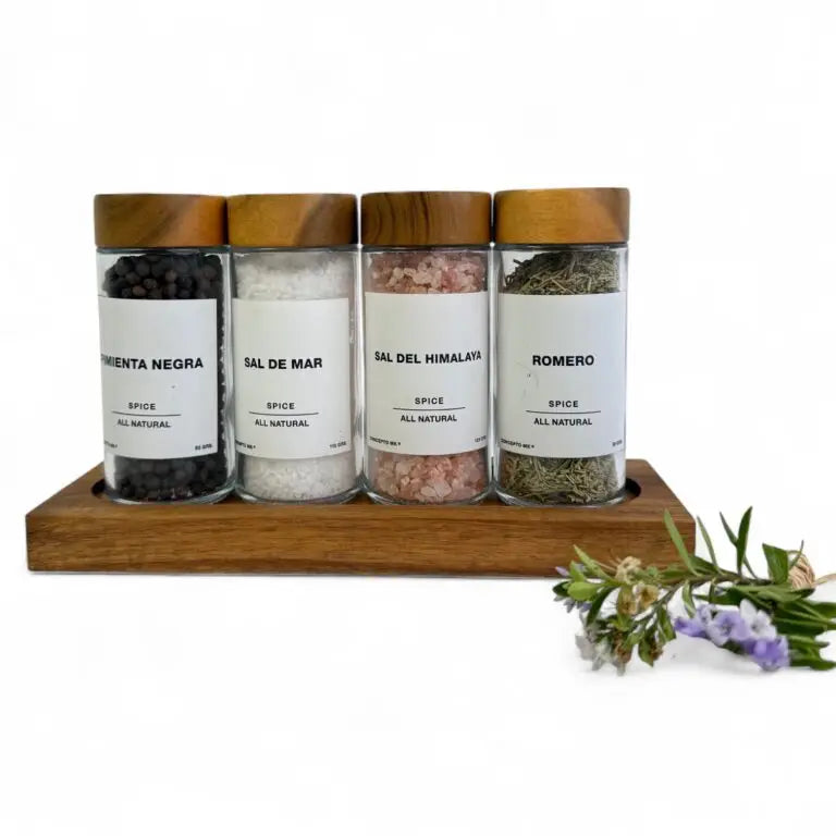 SET ESPECIEROS TAPA MADERA + CONDIMENTOS EN CAJA REGALO - Casa CMK